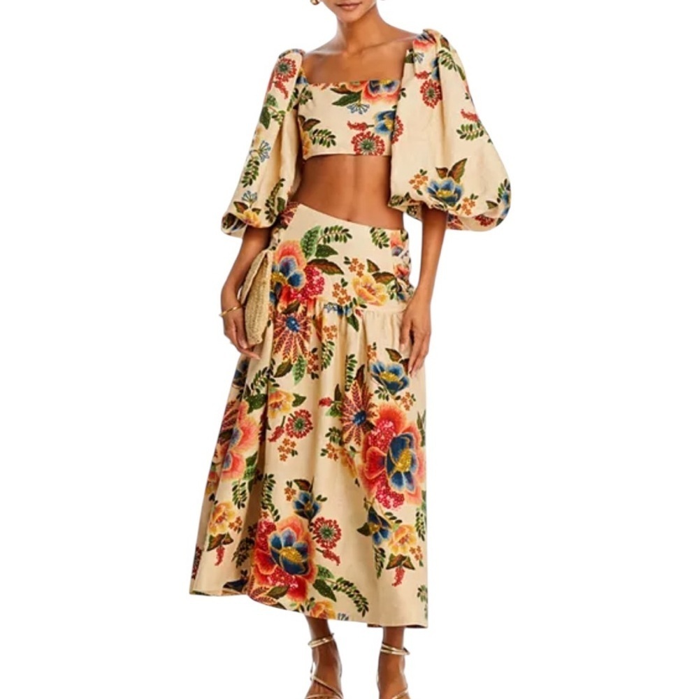 FARM Rio Cream and Red Floral Blouse.